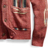 Men's Vintage Jacquard Lapel Single Breasted Long Sleeve Knit Cardigan 51482095M - Threadford