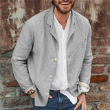 Men's Loose Cotton and Linen Suit Jacket 23703706X - Threadford