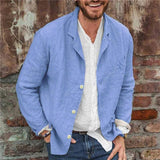Men's Loose Cotton and Linen Suit Jacket 23703706X - Threadford