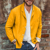 Men's Loose Cotton and Linen Suit Jacket 23703706X - Threadford