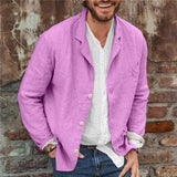 Men's Loose Cotton and Linen Suit Jacket 23703706X - Threadford