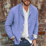 Men's Loose Cotton and Linen Suit Jacket 23703706X - Threadford