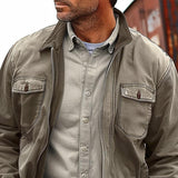 Men's Vintage Distressed Canvas Zip Jacket 11624190X - Threadford