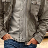 Men's Vintage Distressed Canvas Zip Jacket 11624190X - Threadford