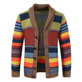 Men's Colorblock Lapel Sweater Jacket 02918584X - Threadford