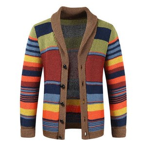 Men's Colorblock Lapel Sweater Jacket 02918584X - Threadford