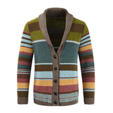 Men's Colorblock Lapel Sweater Jacket 02918584X - Threadford