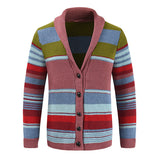 Men's Colorblock Lapel Sweater Jacket 02918584X - Threadford
