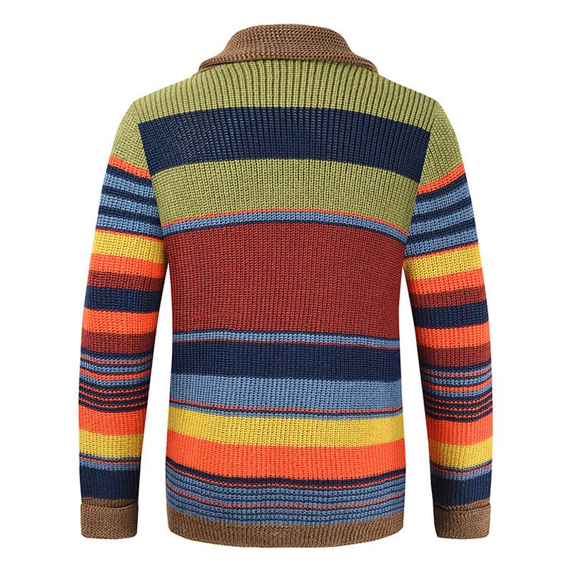 Men's Colorblock Lapel Sweater Jacket 02918584X - Threadford