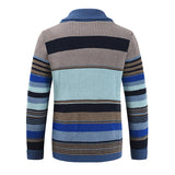 Men's Colorblock Lapel Sweater Jacket 02918584X - Threadford