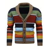 Men's Colorblock Lapel Sweater Jacket 02918584X - Threadford