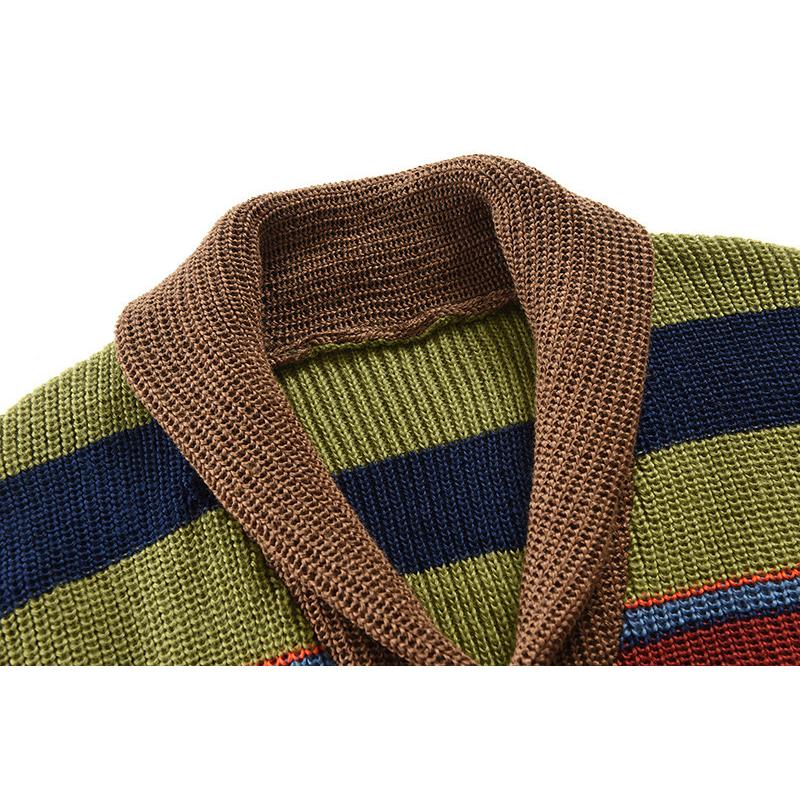 Men's Colorblock Lapel Sweater Jacket 02918584X - Threadford