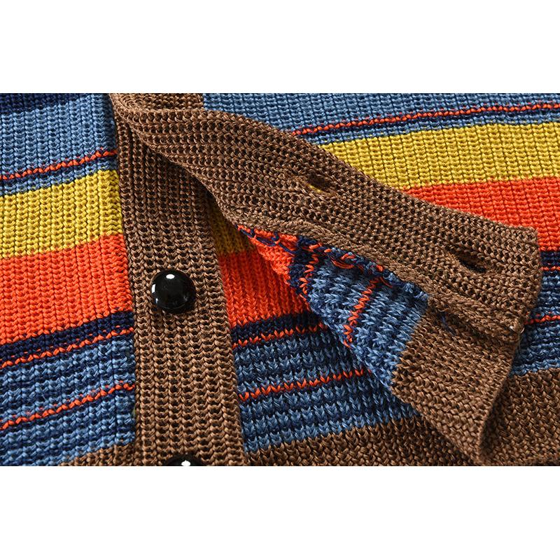 Men's Colorblock Lapel Sweater Jacket 02918584X - Threadford