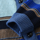 Men's Colorblock Lapel Sweater Jacket 02918584X - Threadford
