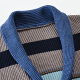 Men's Colorblock Lapel Sweater Jacket 02918584X - Threadford