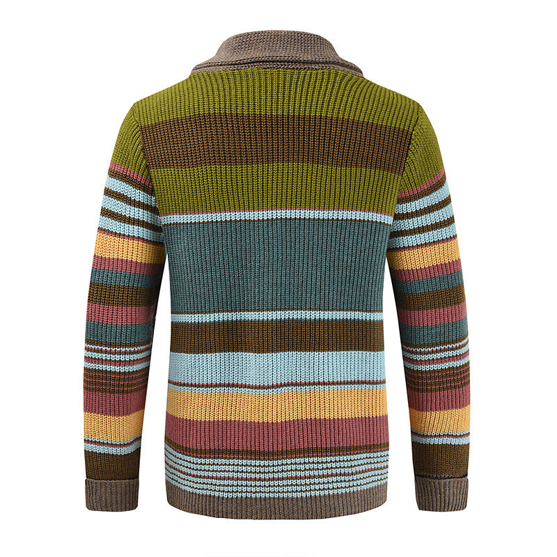 Men's Colorblock Lapel Sweater Jacket 02918584X - Threadford