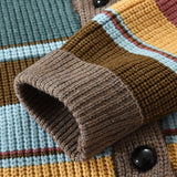 Men's Colorblock Lapel Sweater Jacket 02918584X - Threadford