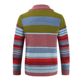 Men's Colorblock Lapel Sweater Jacket 02918584X - Threadford