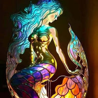 Arielle | Lampada magica a forma di sirena in vetro colorato