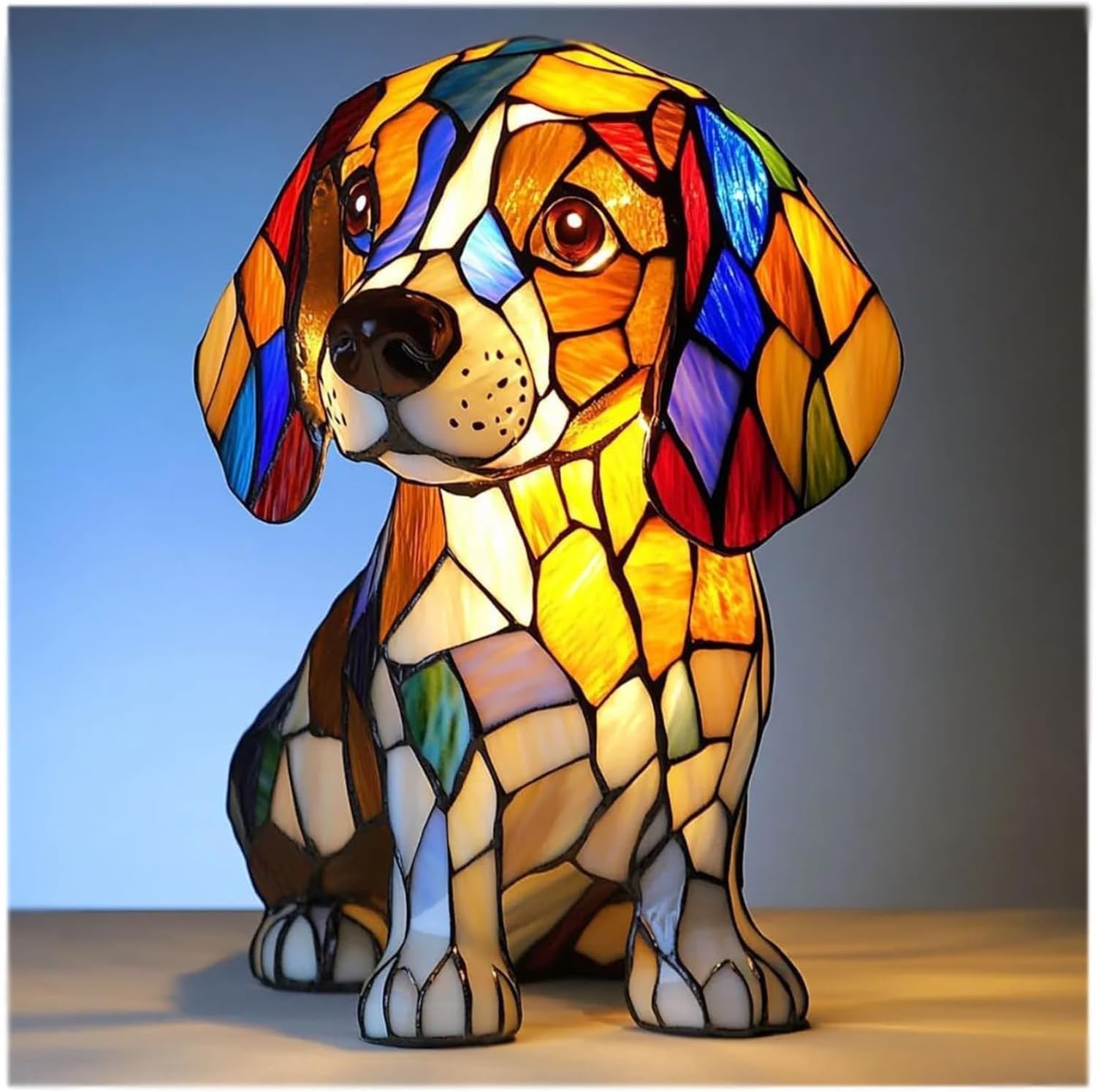 Coco | Magical Dog Lamp in Coloured Glass - Threadford