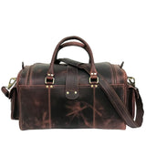 Dark Brown Leather Weekend Bag – Double Compartment Design - Threadford