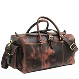 Dark Brown Leather Weekend Bag – Double Compartment Design - Threadford