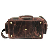 Dark Brown Leather Weekend Bag – Double Compartment Design - Threadford