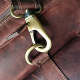 Dark Brown Leather Weekend Bag – Double Compartment Design - Threadford