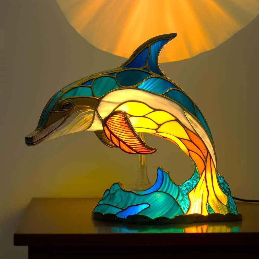 Flip | Dolphin Lamp Magisk in Coloured Glass - Threadford