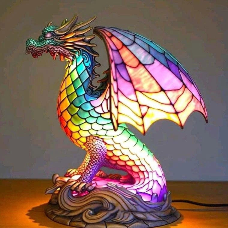 Ignis | Magisk Dragon Lamp in Coloured Glass - Threadford