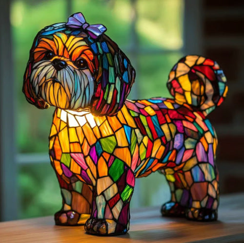 Nina | Magical Dog Lamp in Coloured Glass - Threadford