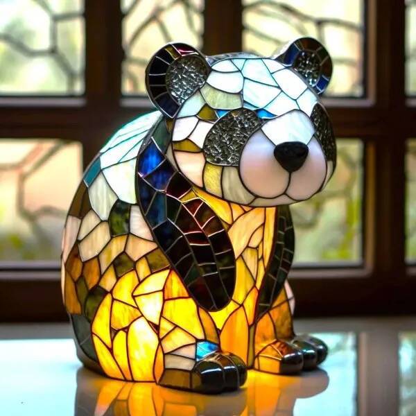 Pandaou | Panda Lamp Magisk in Coloured Glass - Threadford
