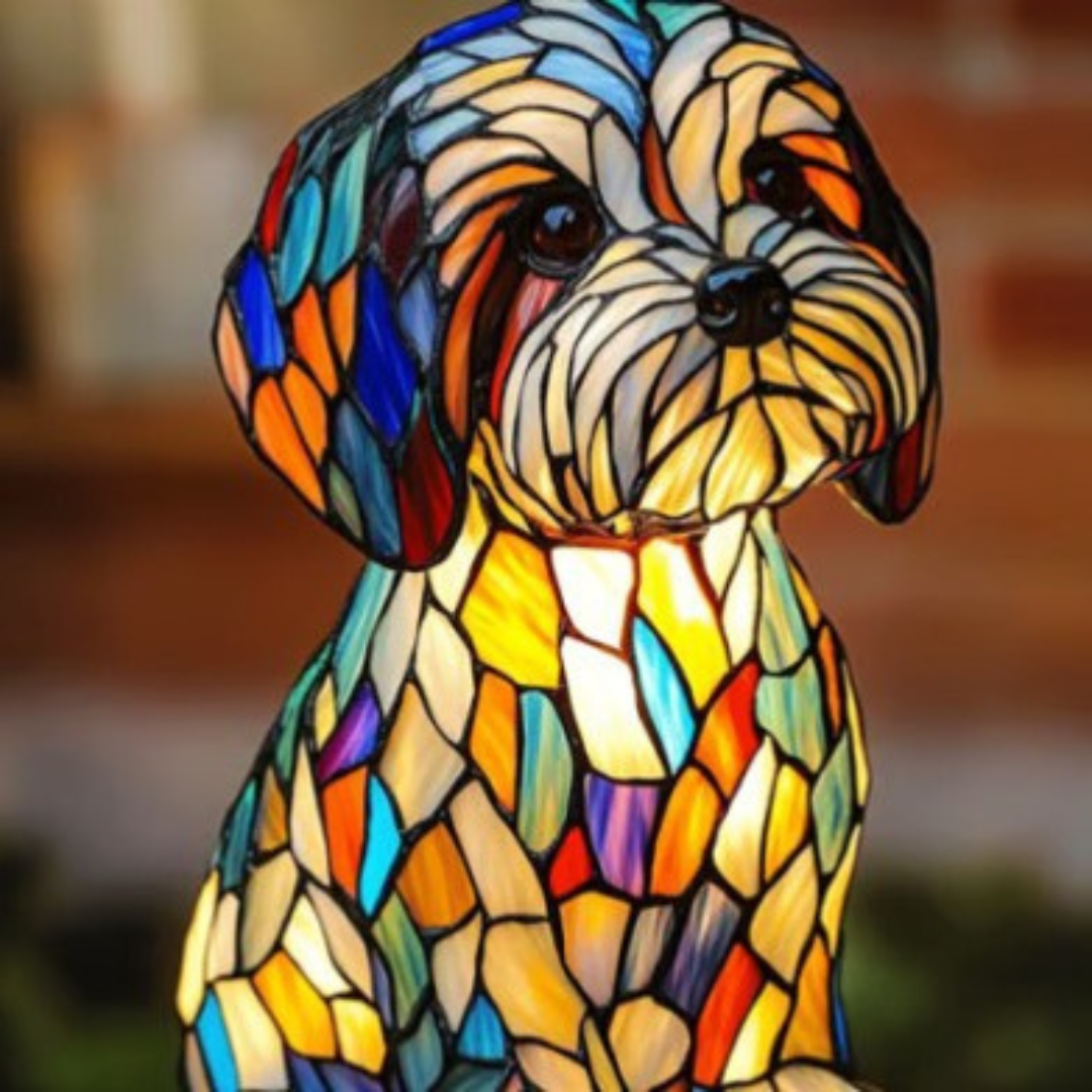 Papouille | Magical Dog Lamp in Coloured Glass - Threadford