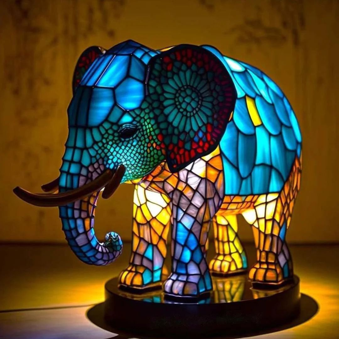 Rajah | Elephant Lamp Magisk in Coloured Glass - Threadford