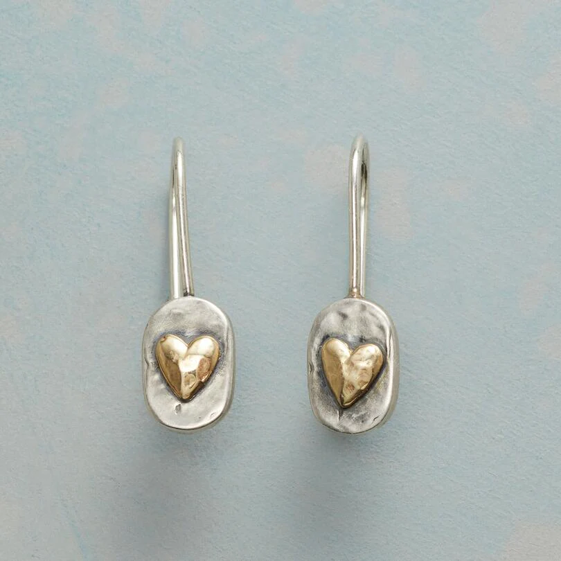 Retro Silver and Gold Heart Earrings - Threadford