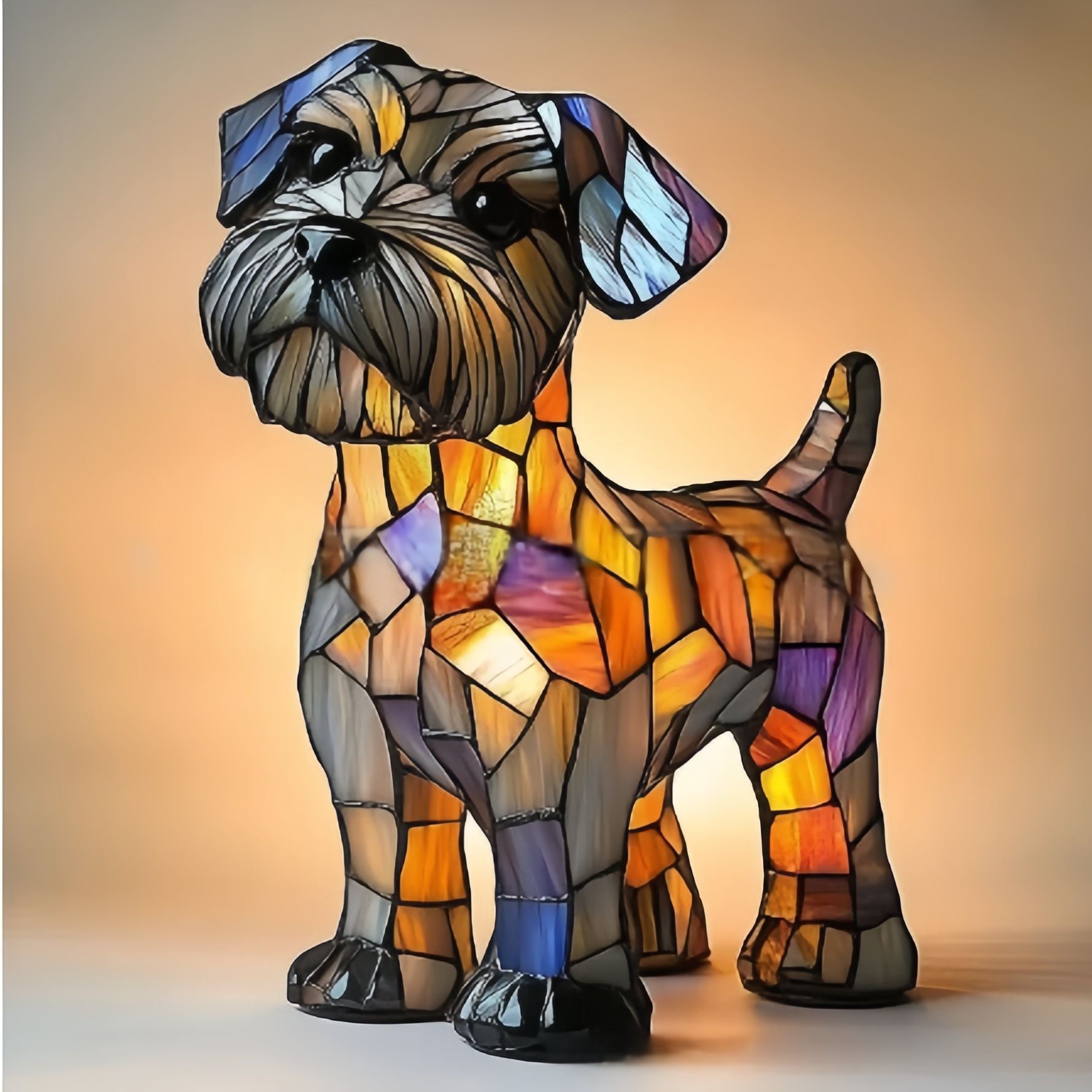 Rocky | Magical Dog Lamp in Coloured Glass - Threadford