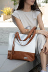 Victoria White Purse with Coffee Pattern - Threadford