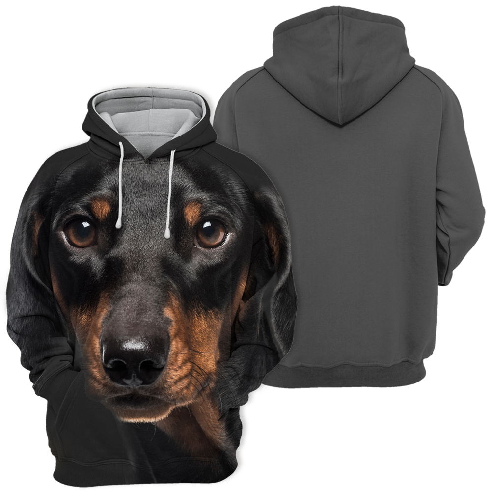 Unisex 3D Graphic Hoodies Animals Dogs Dachshund Sausage Dog Black - Threadford
