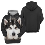 Unisex 3D Graphic Hoodies Animals Dogs Alaskan Husky Quiet - Threadford