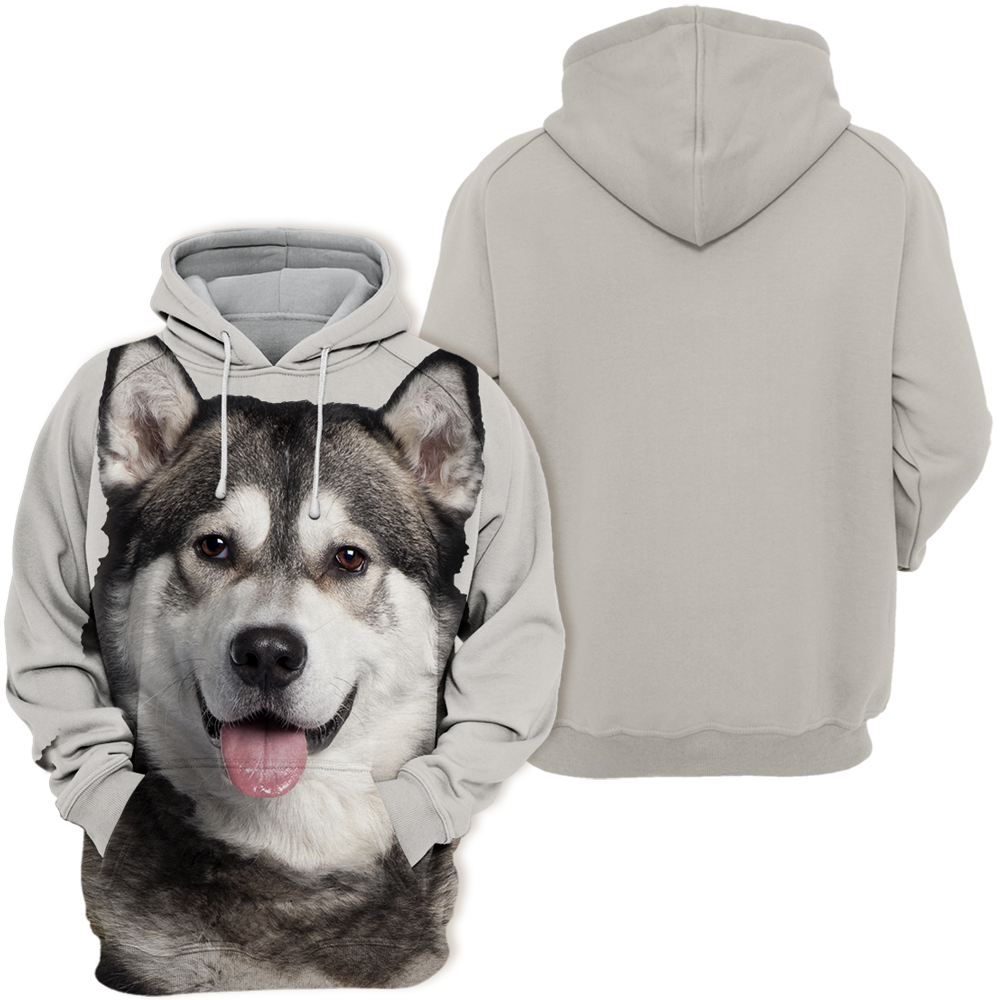 Unisex 3D Graphic Hoodies Animals Dogs Alaskan Malamute Husky Happy - Threadford
