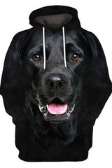 Unisex 3D Graphic Hoodies Animals Dogs Labrador Retriever Black Open Mouth - Threadford