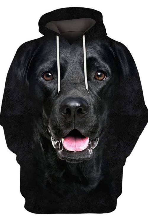 Unisex 3D Graphic Hoodies Animals Dogs Labrador Retriever Black Open Mouth - Threadford