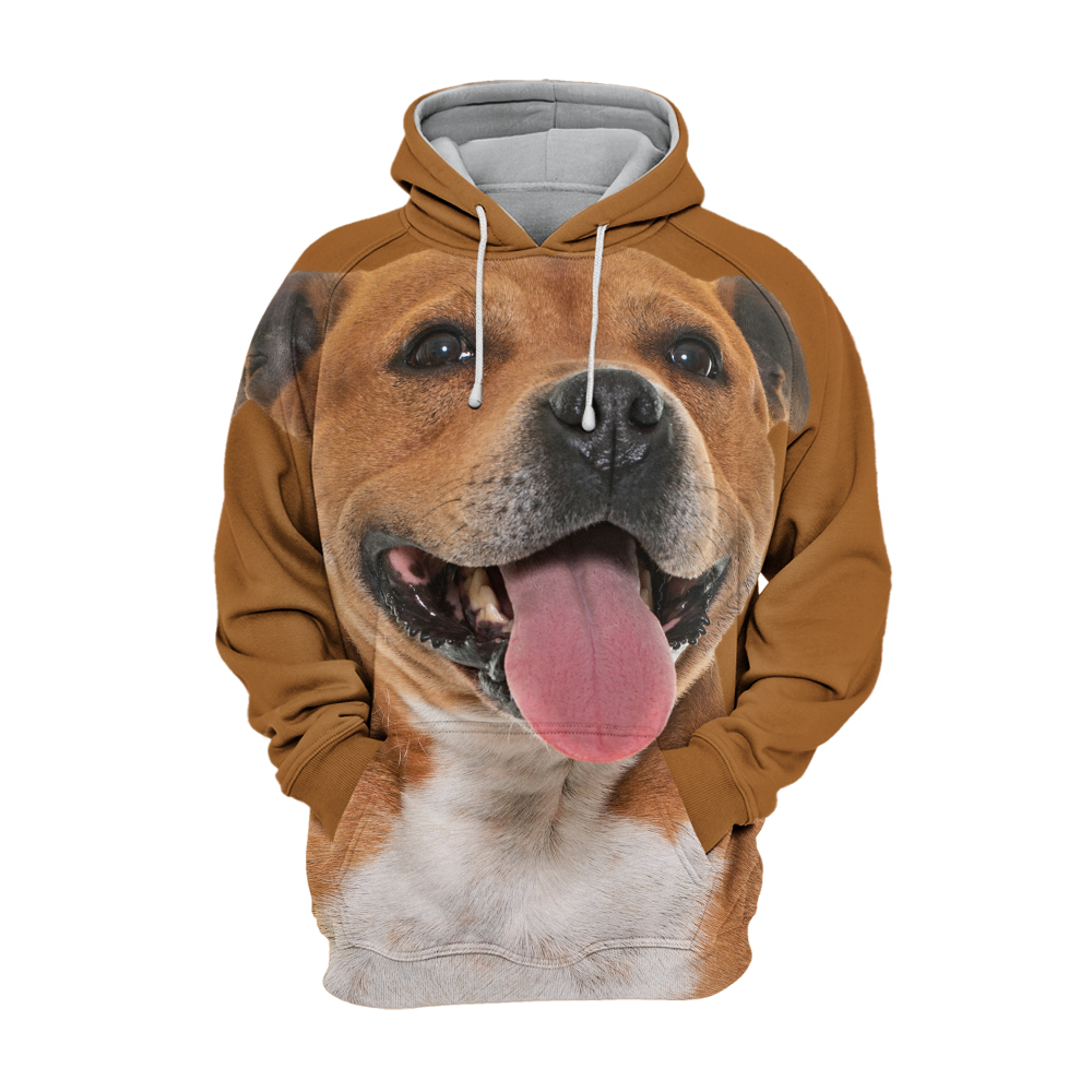 Unisex 3D Graphic Hoodies Animals Dogs Staffordshire Bull Terrier Happy - Threadford