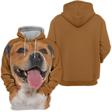 Unisex 3D Graphic Hoodies Animals Dogs Staffordshire Bull Terrier Happy - Threadford