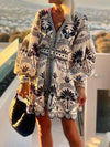 Fashion Printed Beach Loose Mini Dress - Threadford