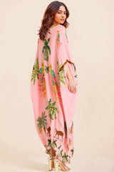 Unique Drop Shoulder Sleeve Coconut Tree Printed Dress - Threadford