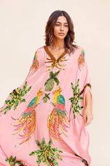 Unique Drop Shoulder Sleeve Coconut Tree Printed Dress - Threadford