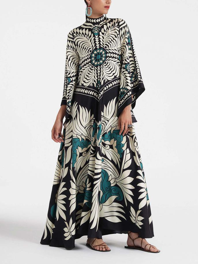 Unique Floral Print Flowy Maxi Dress - Threadford