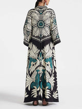 Unique Floral Print Flowy Maxi Dress - Threadford