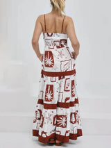 Elegant Ruffled With Floral Print Maxi Dress - Threadford